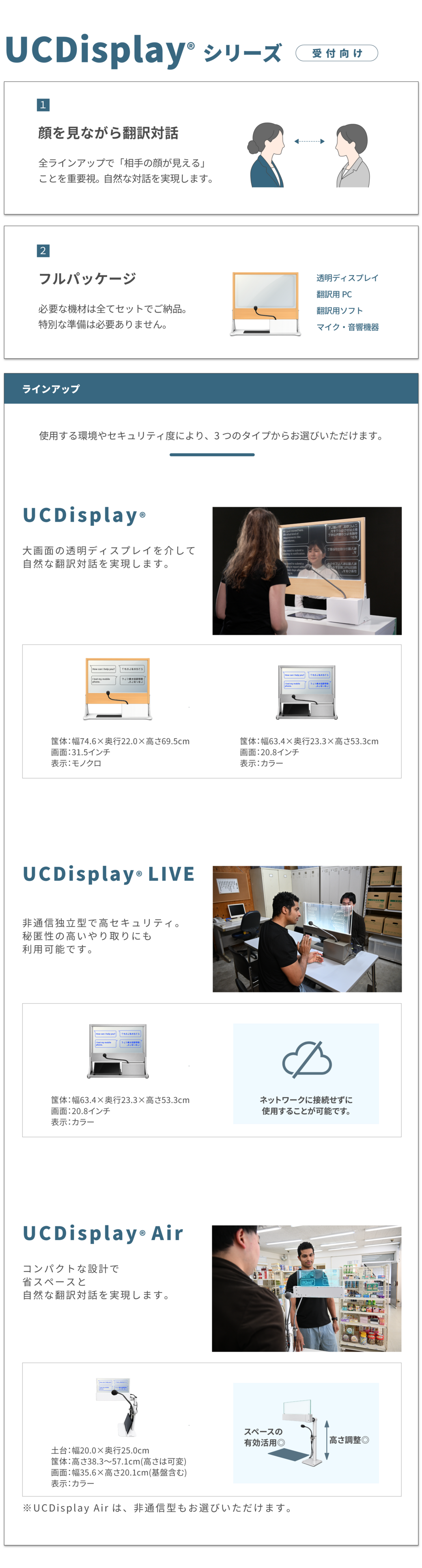 透明ディスプレイを活用した 窓口向け翻訳システム「VoiceBiz® UCDisplay®」｜TOPPAN