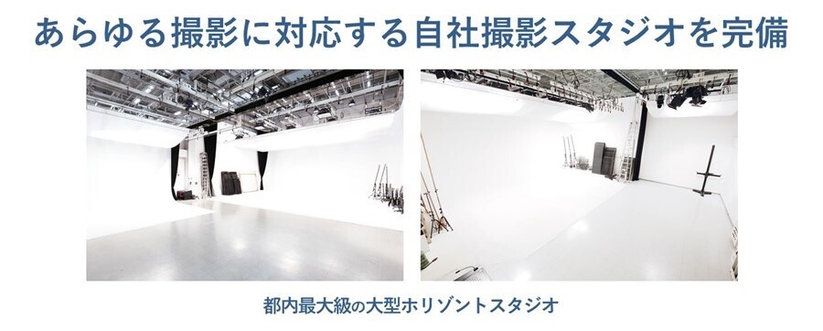 あらゆる撮影に対応する自社撮影スタジオを完備