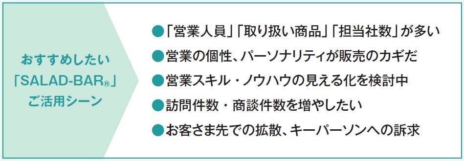 おすすめしたい「SALAD-BAR®」ご活用シーン